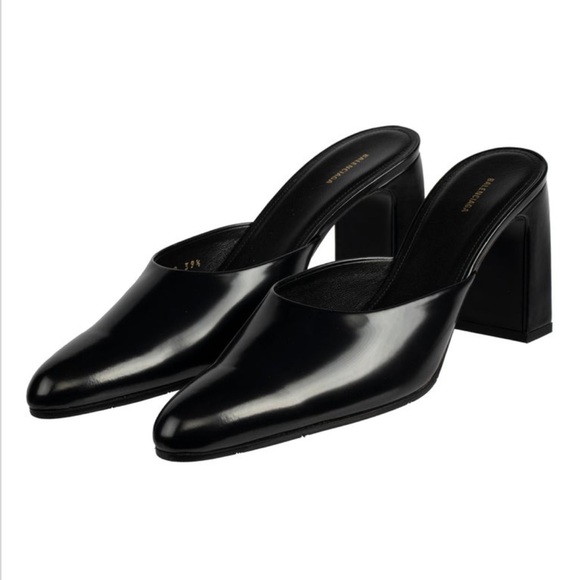 Balenciaga Black Leather Block Heel Mules size 40 - Picture 5 of 10